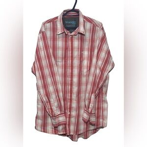 Men's Wrangler Shirt 20X competition, Long Sleeve, Button down, XLT, Red & White
